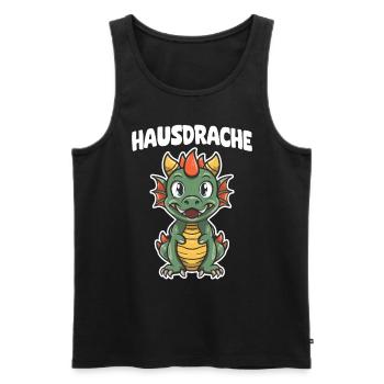Hausdrache. Stark, Mutig und Unbesiegbar. Drache - Männer Premium Bio Tank Top - Schwarz - Vorne - Michal (187cm)