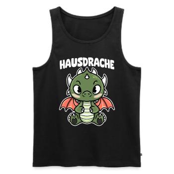 Hausdrache. Stark, Mutig und Unbesiegbar. Drache - Männer Premium Bio Tank Top - Schwarz - Vorne - Michal (187cm)