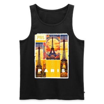 Paris, Eiffel Tower, France, City, Skyline, Art - Men's Premium Organic Tank Top - black - Front - Michal (187cm)