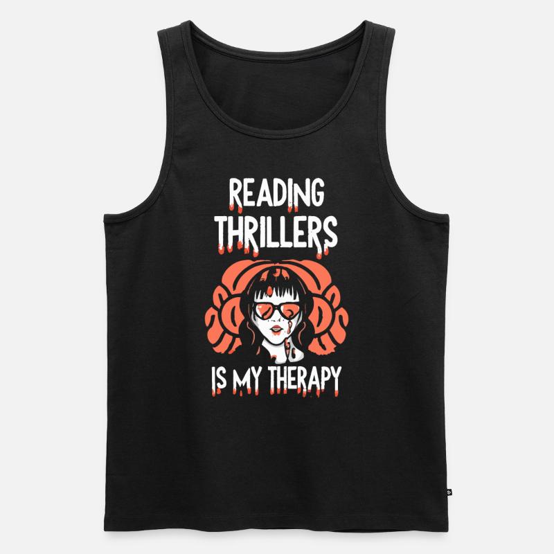 Reading Thrillers Is My Therapy - Männer Premium Bio Tank Top - Schwarz