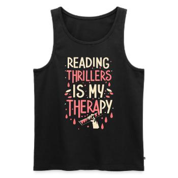 Reading Thrillers Is My Therapy - Männer Premium Bio Tank Top - Schwarz - Vorne - AI Model Male 178 light (178cm)