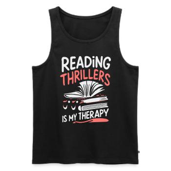 Reading Thrillers Is My Therapy - Männer Premium Bio Tank Top - Schwarz - Vorne - AI Model Male 178 light (178cm)