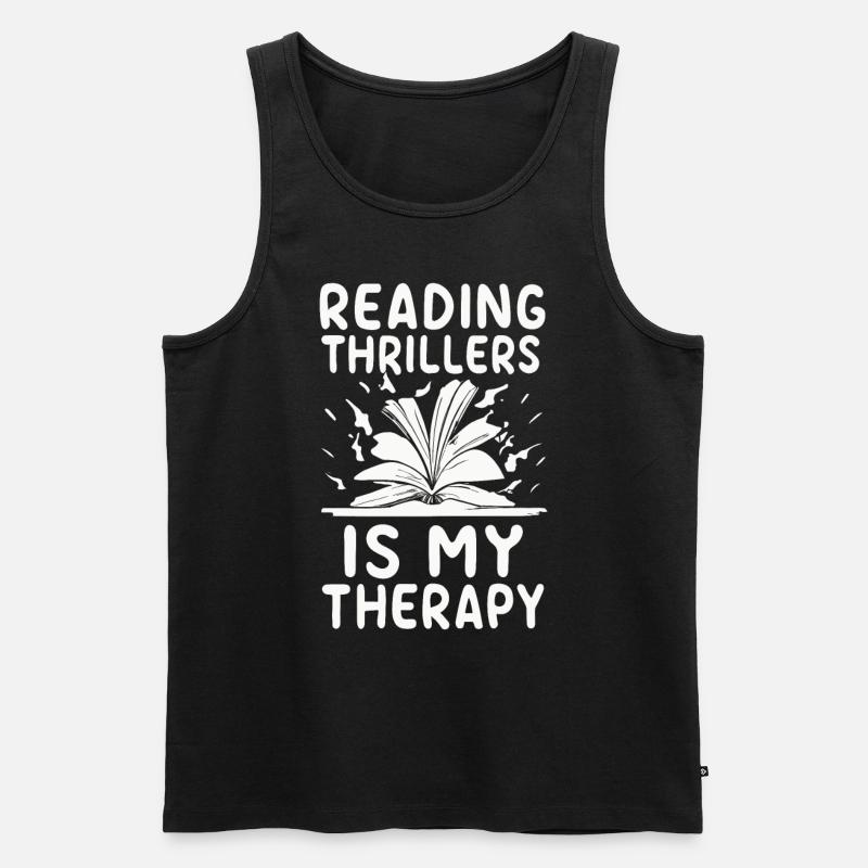 Reading Thrillers Is My Therapy - Männer Premium Bio Tank Top - Schwarz