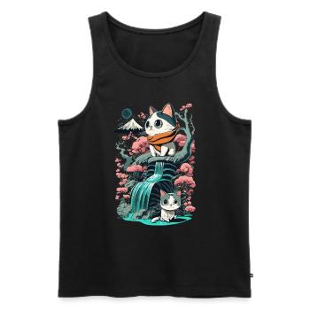 chaton kawaii mignon japon - Débardeur bio Premium Homme - noir - Devant - AI Model Male 178 light (178cm)