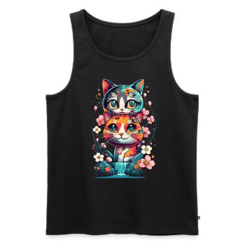 cute kawaii kitten japan - Men's Premium Organic Tank Top - black - Front - AI Model Male 178 light (178cm)