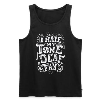 I HATE MY DEAF-TONE FAM - Männer Premium Bio Tank Top - Schwarz - Vorne - AI Model Male 178 light (178cm)