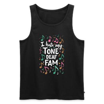 I HATE MY DEAF-TONE FAM - Männer Premium Bio Tank Top - Schwarz - Vorne - AI Model Male 178 light (178cm)