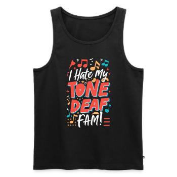 I HATE MY DEAF-TONE FAM - Männer Premium Bio Tank Top - Schwarz - Vorne - AI Model Male 178 light (178cm)