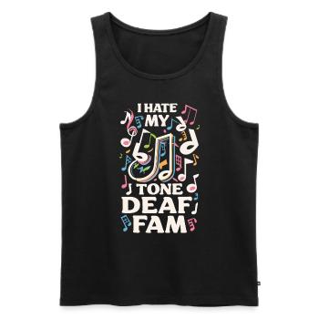 I HATE MY DEAF-TONE FAM - Männer Premium Bio Tank Top - Schwarz - Vorne - AI Model Male 178 light (178cm)