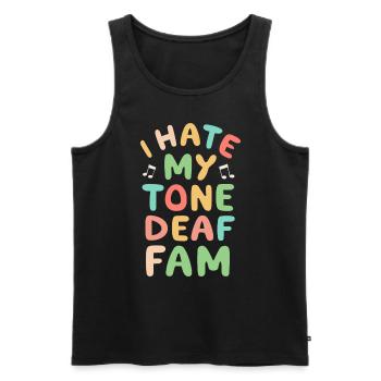 I HATE MY DEAF-TONE FAM - Männer Premium Bio Tank Top - Schwarz - Vorne - AI Model Male 178 light (178cm)