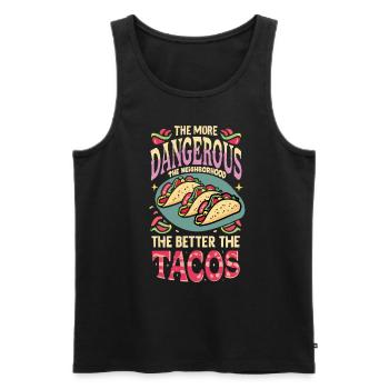 T-shirt Tacos & Adventure – Dangereusement bon ! - Débardeur bio Premium Homme - noir - Devant - AI Model Male 178 light (178cm)