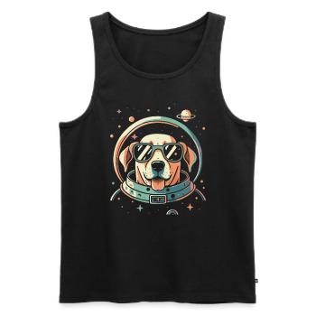 Retro Space Labrador Shirt Colorful Artwork - Men's Premium Organic Tank Top - black - Front - Michal (187cm)