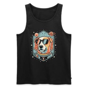 Retro Space Labrador Shirt Colorful Artwork - Men's Premium Organic Tank Top - black - Front - Michal (187cm)