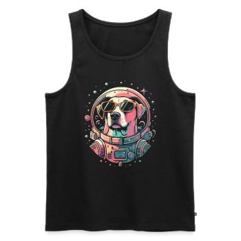 Retro Space Labrador Shirt Colorful Artwork - Men's Premium Organic Tank Top - black - Front - Michal (187cm)