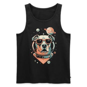 Retro Space Labrador Shirt Colorful Artwork - Men's Premium Organic Tank Top - black - Front - Michal (187cm)