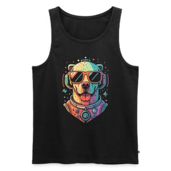 Retro Space Labrador Shirt Colorful Artwork - Men's Premium Organic Tank Top - black - Front - Michal (187cm)