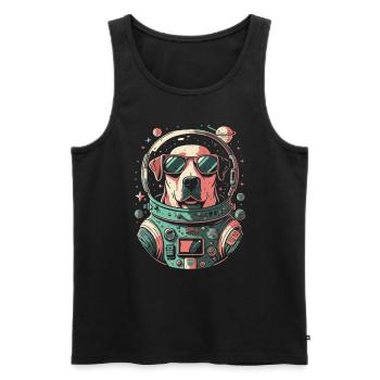 Retro Space Labrador Shirt Colorful Artwork - Men's Premium Organic Tank Top - black - Front - Michal (187cm)