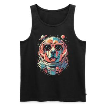 Retro Space Labrador Shirt Colorful Artwork - Men's Premium Organic Tank Top - black - Front - Michal (187cm)