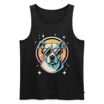 Retro Space Labrador Shirt Colorful Artwork - Men's Premium Organic Tank Top - black - Front - Michal (187cm)