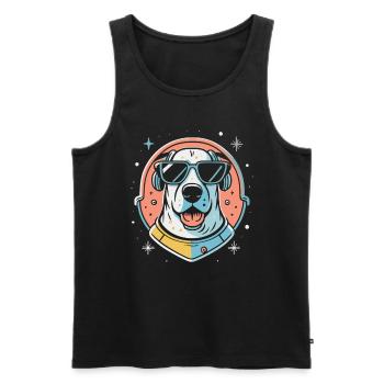 Retro Space Labrador Shirt Colorful Artwork - Men's Premium Organic Tank Top - black - Front - Michal (187cm)