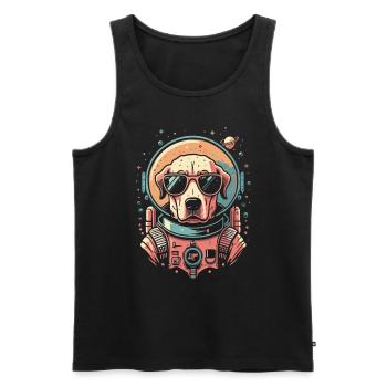 Retro Space Labrador Shirt Colorful Artwork - Men's Premium Organic Tank Top - black - Front - Michal (187cm)