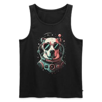Retro Space Labrador Shirt Colorful Artwork - Men's Premium Organic Tank Top - black - Front - Michal (187cm)