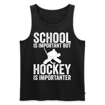Schule ist wichtig, aber Eishockey ist noch wichtiger - Männer Premium Bio Tank Top - Schwarz - Vorne - AI Model Male 178 light (178cm)