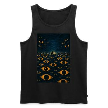 Surreal Ocean of Eyes Midnight Cruise - Men's Premium Organic Tank Top - black - Front - Michal (187cm)