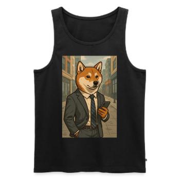 Business Shiba Funny Dog in Suit - Men's Premium Organic Tank Top - black - Front - Michal (187cm)