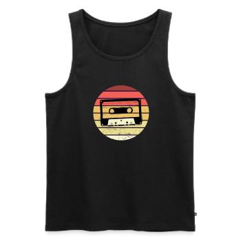 Vintage Retro Music Cassettes Audio Tape 80's 90's - Men's Premium Organic Tank Top - black - Front - AI Model Male 178 light (178cm)