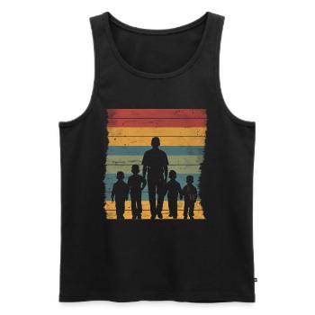 Vatertag Vater mit vier Söhnen retro vintage - Männer Premium Bio Tank Top - Schwarz - Vorne - Michal (187cm)