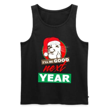 Je serai bon l’année prochaine noël x-mas cat design - Débardeur bio Premium Homme - noir - Devant - Michal (187cm)