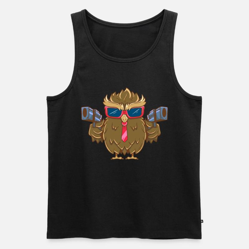 Eule mit Pistolen - Männer Premium Bio Tank Top - Schwarz