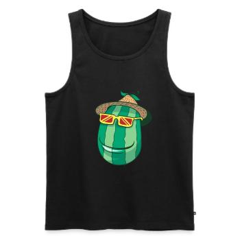 Melon d'eau au sombrero - Débardeur bio Premium Homme - noir - Devant - AI Model Male 178 light (178cm)