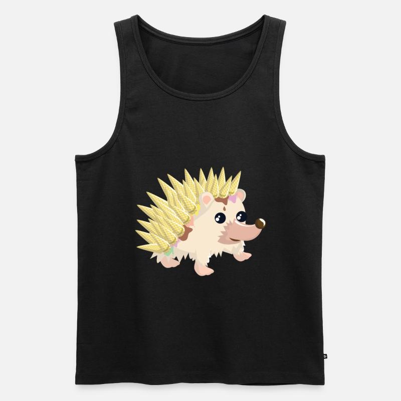 Igel mit Eiswaffeln - Männer Premium Bio Tank Top - Schwarz