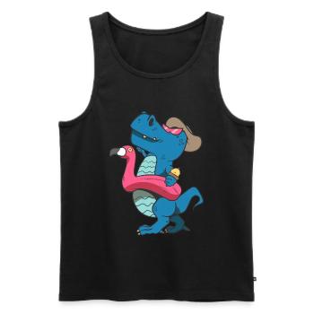 Dinosaure en touriste - Débardeur bio Premium Homme - noir - Devant - AI Model Male 178 light (178cm)