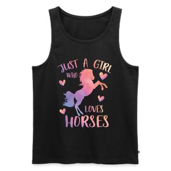 Nur ein Mädchen, das Pferde liebt - Männer Premium Bio Tank Top - Schwarz - Vorne - AI Model Male 178 light (178cm)