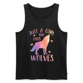 Juste une fille qui aime les loups - Débardeur bio Premium Homme - noir - Devant - AI Model Male 178 light (178cm)