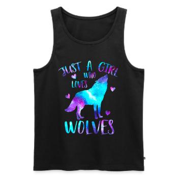 Nur ein Mädchen, das Wölfe Liebt Galaxy - Männer Premium Bio Tank Top - Schwarz - Vorne - AI Model Male 178 light (178cm)
