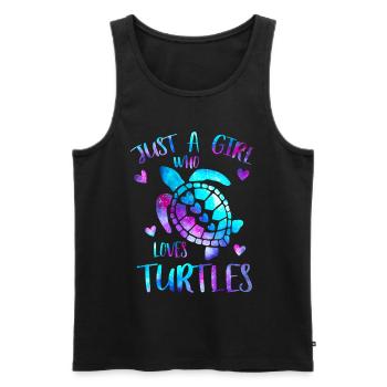 Nur ein Mädchen, das Schildkröten liebt - Meeresschildkröten - Männer Premium Bio Tank Top - Schwarz - Vorne - Michal (187cm)