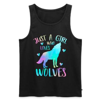 Juste une fille qui aime les loups - Wolf - Débardeur bio Premium Homme - noir - Devant - AI Model Male 178 light (178cm)