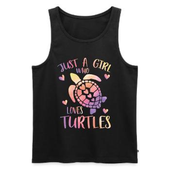 Nur ein Mädchen, das Schildkröten liebt - Männer Premium Bio Tank Top - Schwarz - Vorne - Michal (187cm)