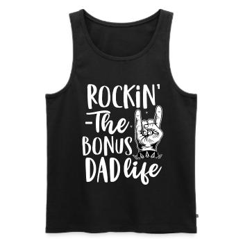 Rocking the bonus dad life - Stiefvater Geschenk - Männer Premium Bio Tank Top - Schwarz - Vorne - AI Model Male 178 light (178cm)