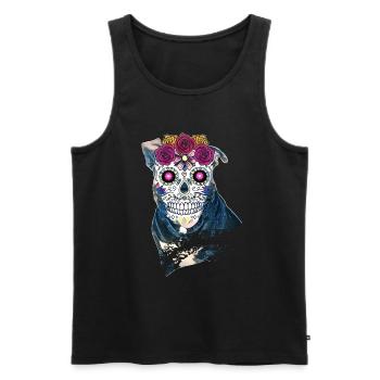 Pitbull Sugar skull - Halloween - Men's Premium Organic Tank Top - black - Front - AI Model Male 178 light (178cm)