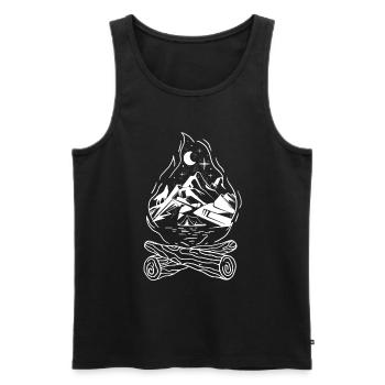 Camping Hiker mountaineer Camp fire - Men's Premium Organic Tank Top - black - Front - AI Model Male 178 light (178cm)