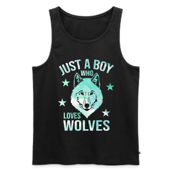 Nur ein Junge, der Wölfe liebt - Männer Premium Bio Tank Top - Schwarz - Vorne - AI Model Male 178 light (178cm)