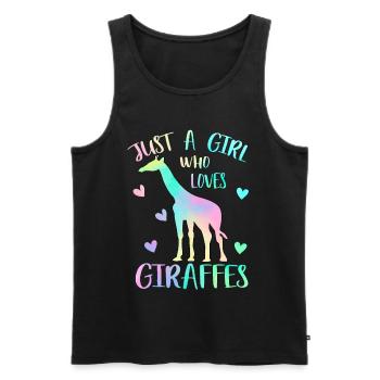 Juste une fille qui aime les girafes - Débardeur bio Premium Homme - noir - Devant - Michal (187cm)