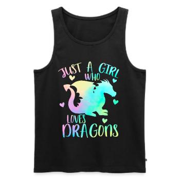 Nur ein Mädchen, das Drachen liebt - Männer Premium Bio Tank Top - Schwarz - Vorne - Michal (187cm)