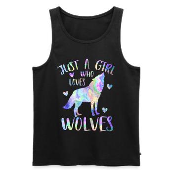 Nur ein Mädchen, das Wölfe liebt - Wolfsmädchen - Männer Premium Bio Tank Top - Schwarz - Vorne - AI Model Male 178 light (178cm)