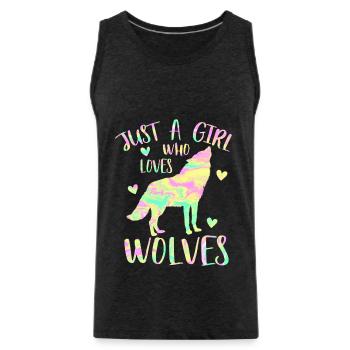 Just a girl who loves wolves - Men's Premium Organic Tank Top - charcoal grey - Front - Alexander (188cm)